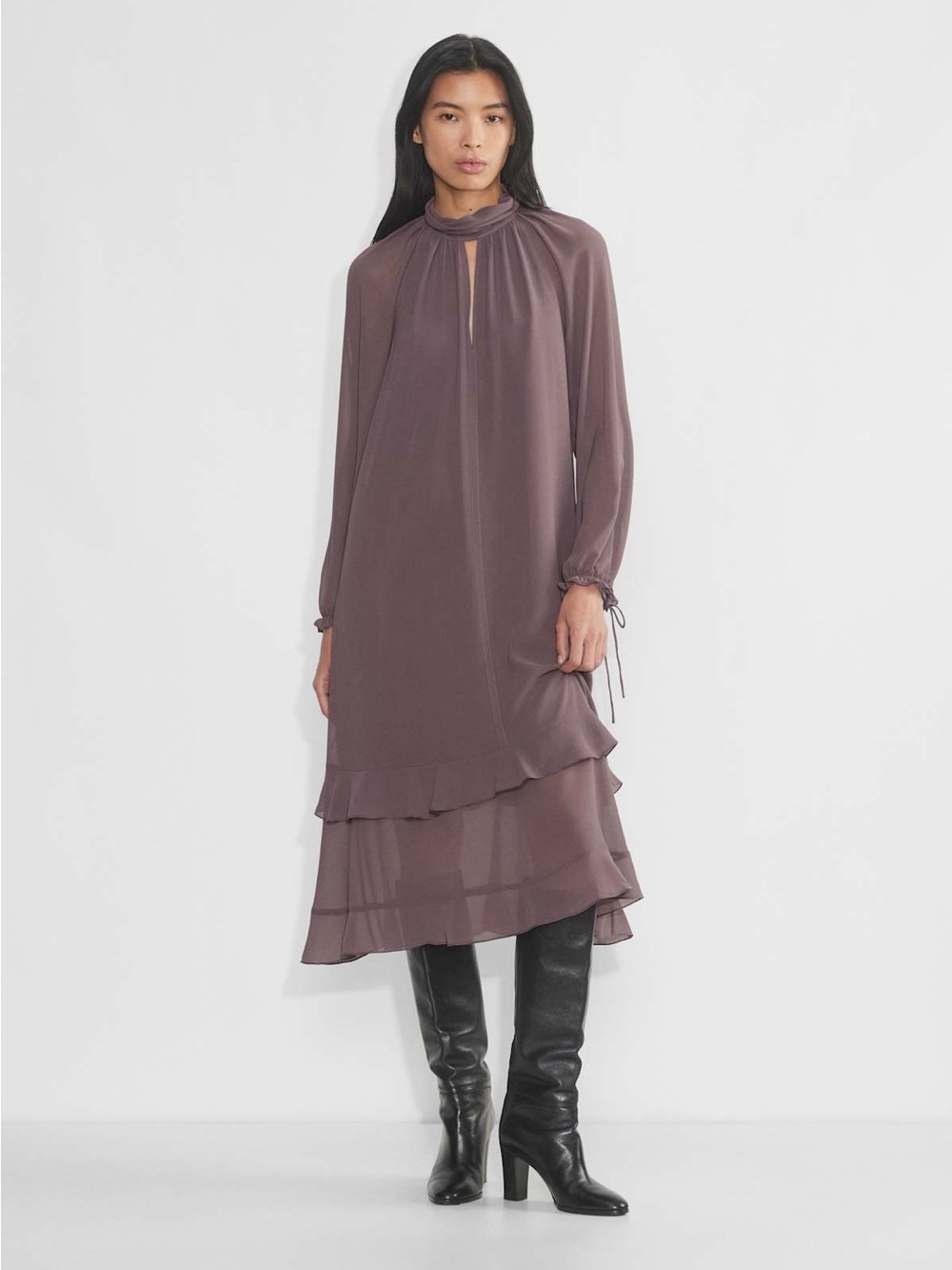Gorgeous Mauve Ruffled Dress